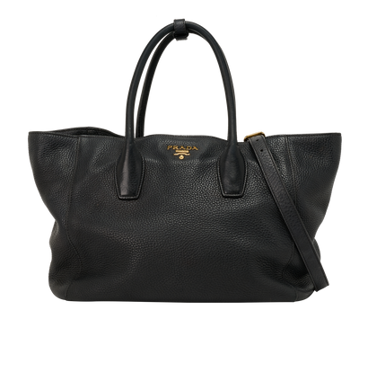 Logo Tote, &pound;895, Handbags, Black, Leather, Front view